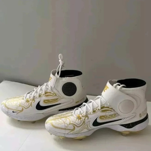 Nike Other - Nike React Alpha Huarache Elite 3 Mid Gold Baseball Cleats Sz 16 NEW CV3551 101